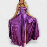 Robe maxi en tissu métallisé