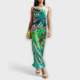 Aisling - Robe Maxi Élégante à Fleurs Drapée et Tordue