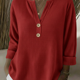 Magdalena | Weiche Waffelstrick-Henley Bluse