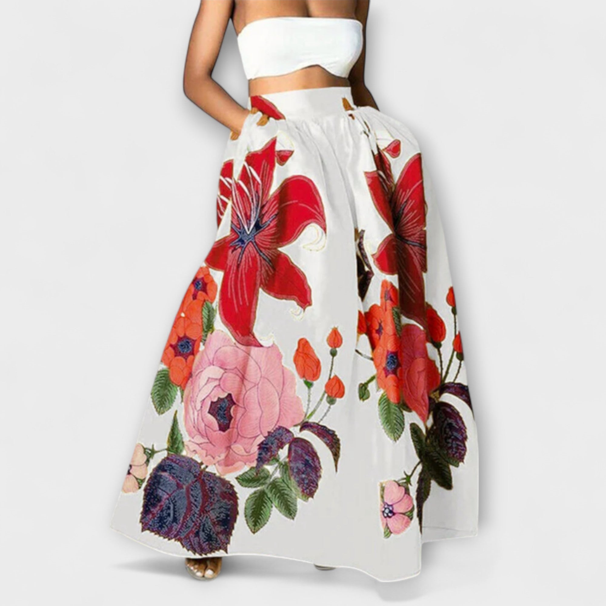 Ysolda - Jupe longue à taille haute avec imprimé floral