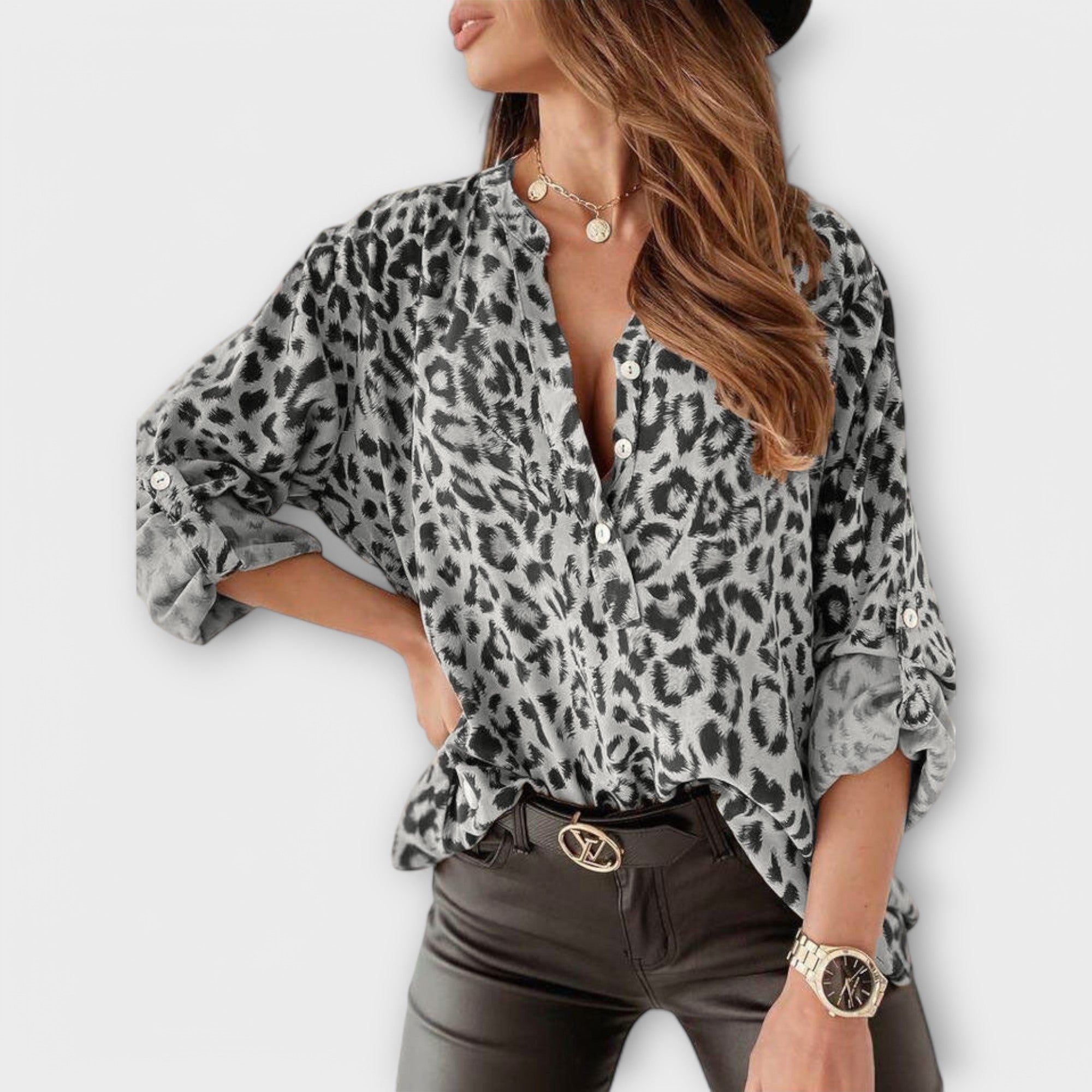 Clara - Blouse à motif léopard à la mode