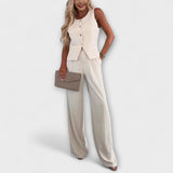 Hazel - Ensemble chic en deux pièces avec débardeur à col en V et pantalon