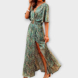 Sabine - Robe maxi portefeuille élégante avec design fluide