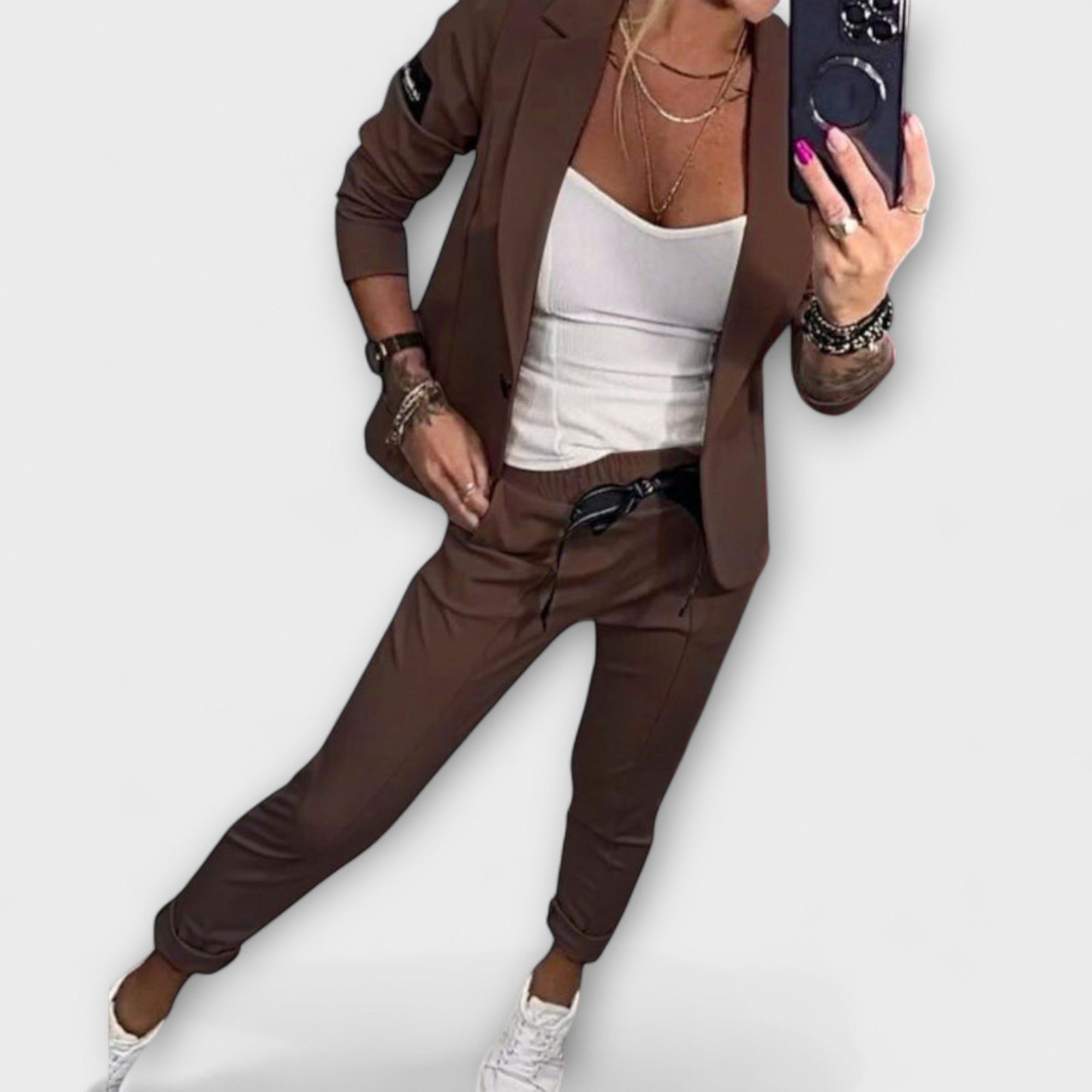 Malou - Ensemble coordonné de top, veste et pantalon