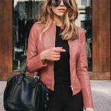 Elke | Kurze Lederjacke mit Stehkragen Jacke