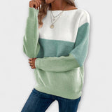 Clara - Pull patchwork élégant tricolore