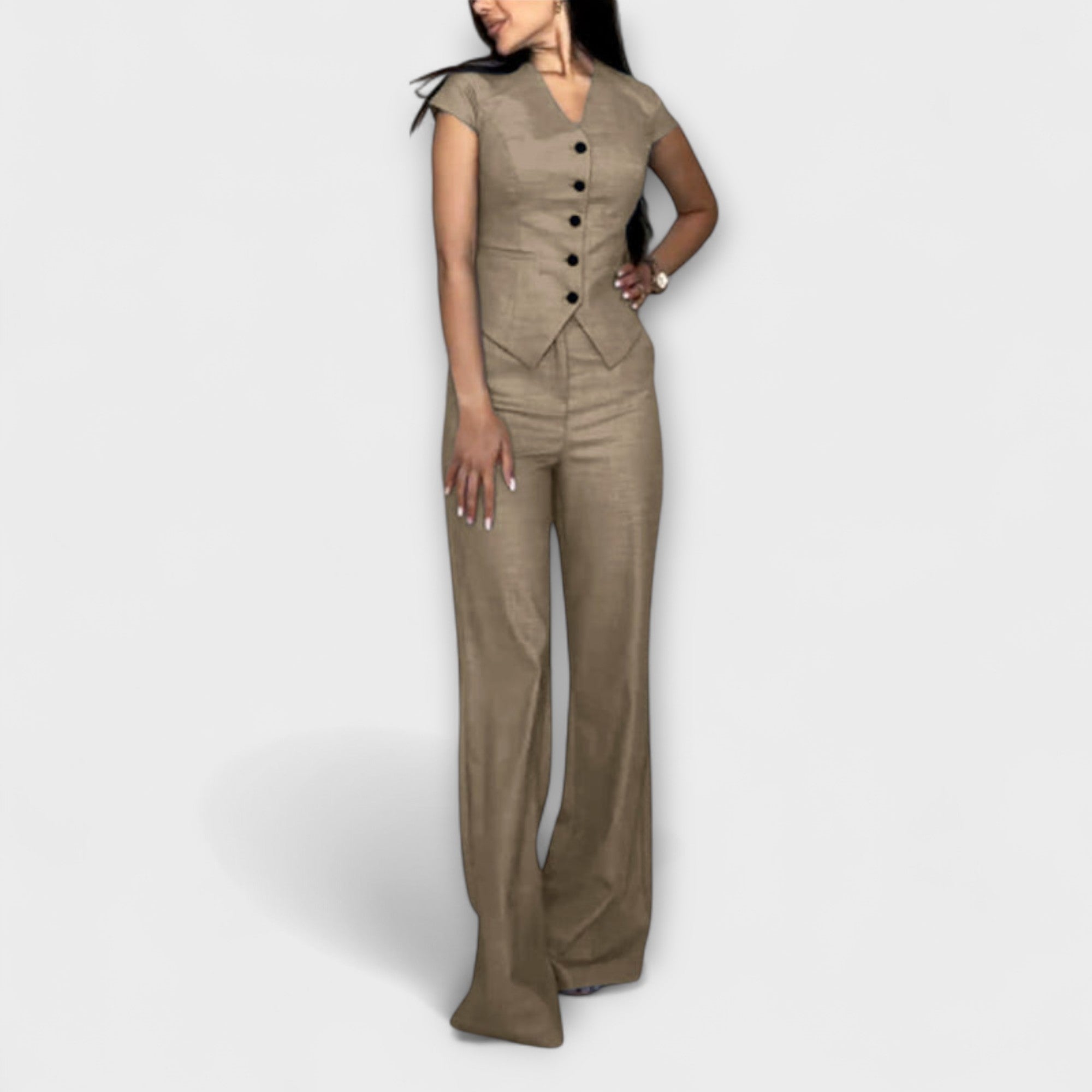 Ivy - Ensemble élégant avec top à col en V et pantalon