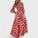 Bella - Robe off-shoulder avec fleurs marines