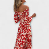 Bella - Robe off-shoulder avec fleurs marines