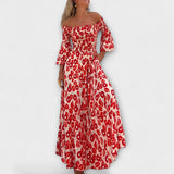 Bella - Robe off-shoulder avec fleurs marines