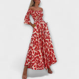 Bella - Robe off-shoulder avec fleurs marines