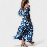 Bella - Robe off-shoulder avec fleurs marines