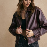 Traute | Cropped Jacke in Bordeaux