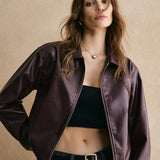 Traute | Cropped Jacke in Bordeaux