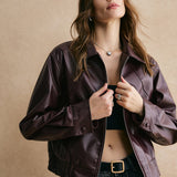 Traute | Cropped Jacke in Bordeaux
