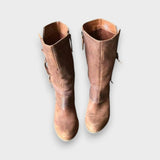 Hiltrud | Braune Lederstiefel mit Blockabsatz Stiefel