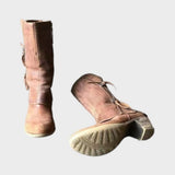 Hiltrud | Braune Lederstiefel mit Blockabsatz Stiefel