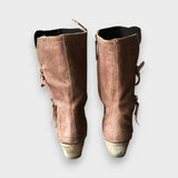 Hiltrud | Braune Lederstiefel mit Blockabsatz Stiefel