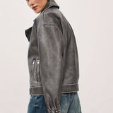 Käthe | Oversize Bikerjacke mit Gürtel