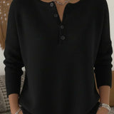 Gerda | Henley-Pullover mit Knopfleiste
