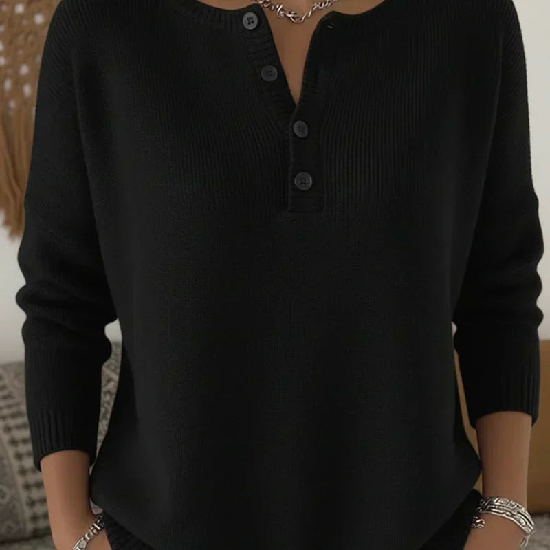 Gerda | Henley-Pullover mit Knopfleiste