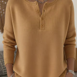 Gerda | Henley-Pullover mit Knopfleiste