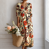 Séraphine™ | Robe longue à imprimé botanique trois-quarts