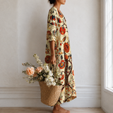 Séraphine™ | Robe longue à imprimé botanique trois-quarts