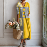 Céleste™ | Robe longue à patchwork géométrique et motifs graphiques