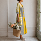 Céleste™ | Robe longue à patchwork géométrique et motifs graphiques
