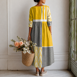 Céleste™ | Robe longue à patchwork géométrique et motifs graphiques