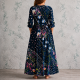 Bérénice™ | Robe longue en lin à imprimé floral champêtre