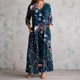 Bérénice™ | Robe longue en lin à imprimé floral champêtre