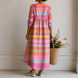Renate | Midi-Kleid mit Pastell-Streifen