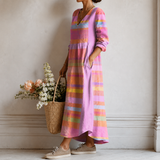 Renate | Midi-Kleid mit Pastell-Streifen