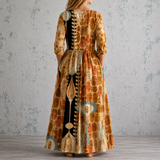 Capitoline™ | Robe longue en lin à imprimé mosaïque artistique