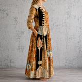 Capitoline™ | Robe longue en lin à imprimé mosaïque artistique