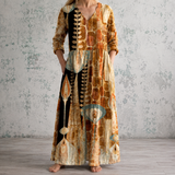 Capitoline™ | Robe longue en lin à imprimé mosaïque artistique