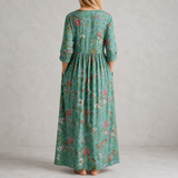 Pervenche™ | Robe longue en lin à imprimé mille fleurs des champs