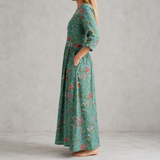 Pervenche™ | Robe longue en lin à imprimé mille fleurs des champs