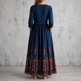 Indira™ | Robe longue en lin à imprimé bohème