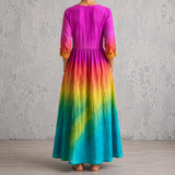 Iris™ | Robe longue en lin à dégradé arc-en-ciel