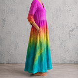 Iris™ | Robe longue en lin à dégradé arc-en-ciel
