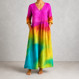 Iris™ | Robe longue en lin à dégradé arc-en-ciel