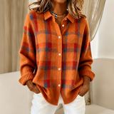 Roswitha | Karierte Strickjacke mit Knopfleiste