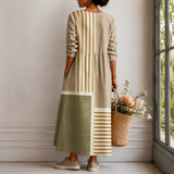 Monika | Maxikleid mit Streifen und Color-Blocking