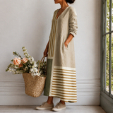 Monika | Maxikleid mit Streifen und Color-Blocking