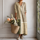 Monika | Maxikleid mit Streifen und Color-Blocking