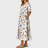 Emelie | Sommerkleid mit Wildblumen-Print und Frontfältelung