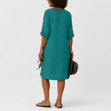 Ellyse | Sommerkleid mit V-Ausschnitt in Petrol